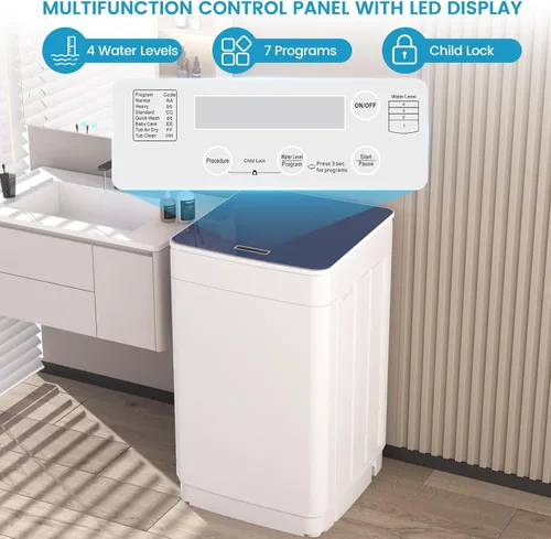 Vista 2 de Zynkez - Lavadora y secadora combinada de 18 libras y 10 libras, juego de lavandería portátil completamente automático con 7 programas de lavado, 5