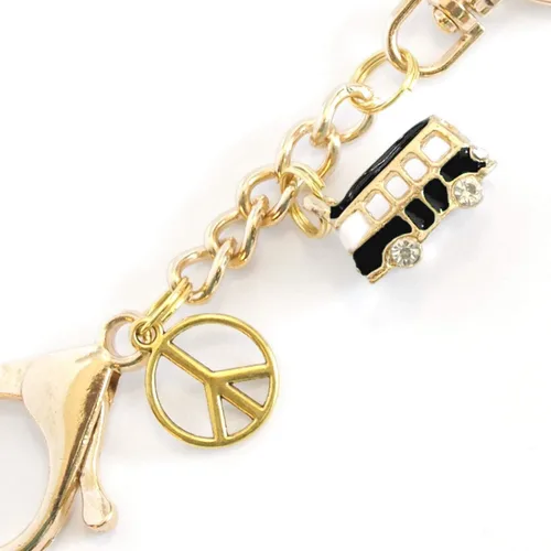 Vista 15 de Camper Van Keychain - RV Camping Caravan & Gold Peace Sign Charms - RV Accessories - Handmade