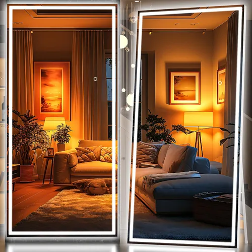 Vista 32 de Hasipu - Espejo de cuerpo entero con luces, 56 x 16 pulgadas, espejo de pie con led para montaje en pared para sala de estar, dormitorio