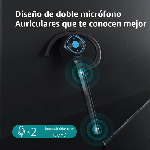 Vista 2 de AYI Auricular inalámbrico Bluetooth con cancelación de ruido dual, micrófono sin dolor, manos libres, sonido estéreo, izquierda/derecha