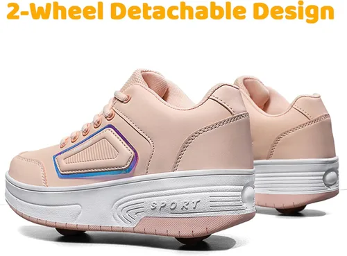 Vista 5 de Wooowyet - Zapatos con ruedas recargables para patinar para niños, unisex, con luces LED, moda