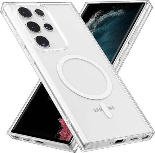 Vista 8 de RALEAVO - Funda magnética para Samsung Galaxy S22 [Compatible con Magsafe], cubierta mate y brillante delgada, parte trasera de policarbonato duro