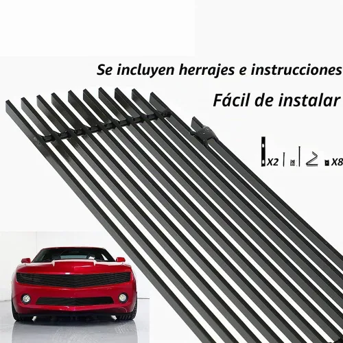 Vista 3 de Inserto de parrilla delantera negra para Chevy Camaro LT/LS V6 Phantom Billet 2010-2013, insertos de rejilla del parachoques superior, protector
