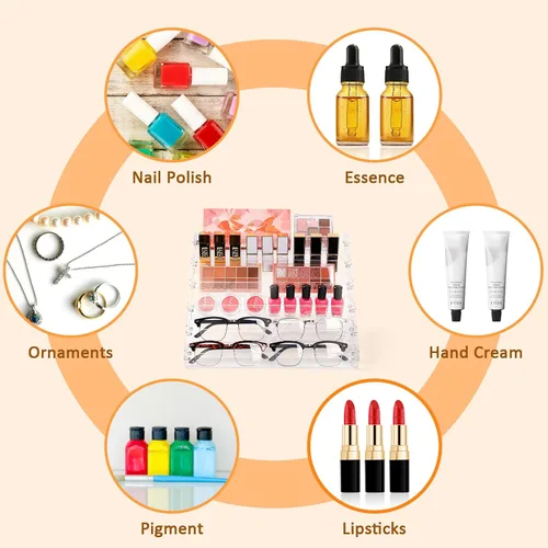 Vista 3 de Estante organizador de esmalte de uñas de 6 niveles, soporte acrílico para pintura de uñas, tinta de tatuaje, aceite esencial, almacenamiento
