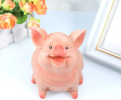 Vista 8 de Hucha artesanal de resina para niños y niñas, caja de dinero para niños y niñas, alcancía, decoración de cerdo, regalo de cumpleaños