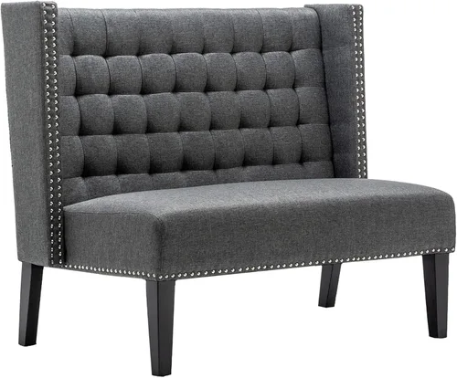 Vista 10 de Andeworld Sofá Loveseat Settee Banco Sofá Moderno, Banco Banqueta Tapizado con Respaldo para Comedor, Sala de Estar, Pasillo o Entrada, Putty