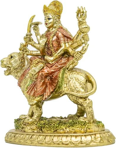 Vista 8 de alikiki Diosa hindú pequeña estatua de Durga – 5.7 pulgadas de alto Dios indio Durga en tigre, ídolo en casa, oficina, templo Puja, escultura Mandir