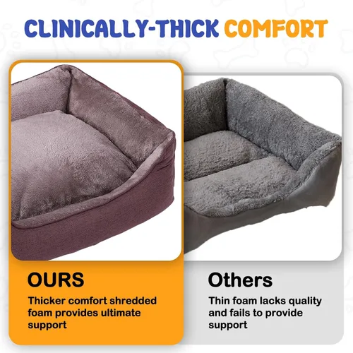 Vista 4 de Makigued Cama rectangular para perro de tamaño mediano con funda extraíble lavable, cama para mascotas con lados de refuerzo, parte inferior