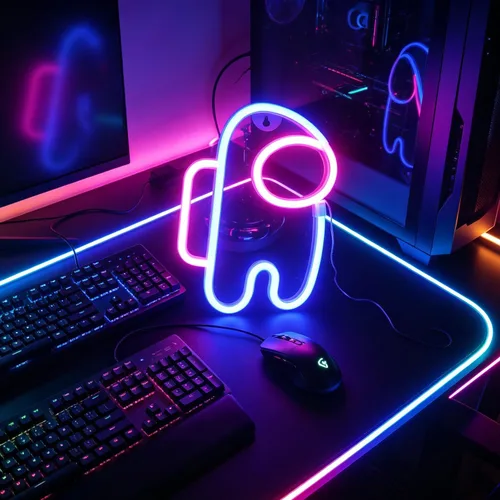 Vista 8 de Nordstylee Luces de neón con forma de astronauta para colgar luces de neón decorativas con USB o pilas para el hogar, dormitorio, bar, restaurante