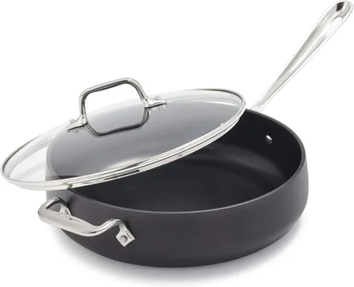 Vista 4 de All-Clad HA1 - Cacerola antiadherente anodizada dura 2.5 cuartos apta para inducción, horno, parrilla segura hasta 500F, tapa segura hasta 350F