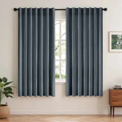 Vista 20 de VISIONTEX Velvet Blackout Curtains Thermal Insulated Beige 63 Inches Beige Camel