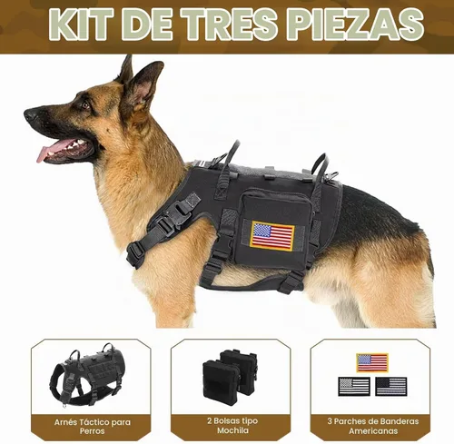 Vista 2 de Forestpaw - Juego de bolsas y parches para arnés táctico para perro, S, color negro
