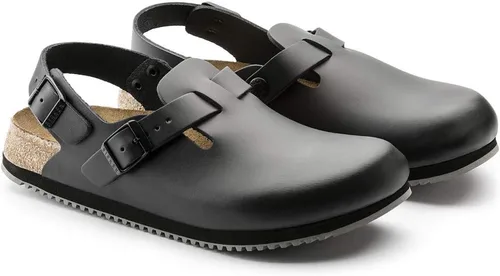 Vista 6 de Birkenstock Zuecos de cuero Tokio Super Grip para mujer Negro