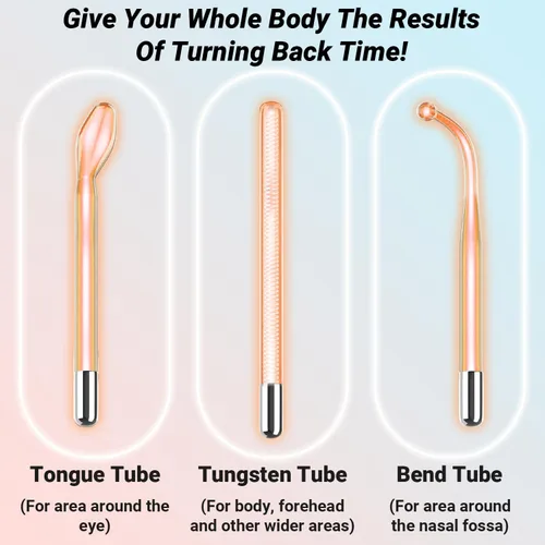 Vista 3 de TUMAKOU Varita facial de alta frecuencia, máquinas de dispositivo facial de alta frecuencia naranja para piel y vello facial, varita de alta