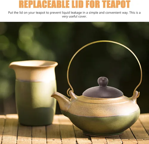 Vista 5 de Tapa de repuesto para tetera, tapa de repuesto para tetera, cubierta para tetera de arcilla morada, tetera china de kungfu con perilla para tetera