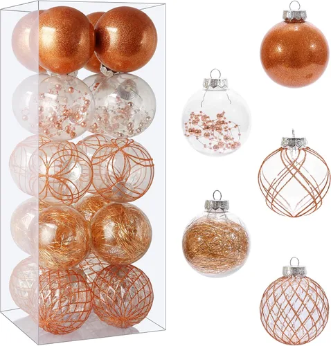 Vista 10 de Adornos de bola de Navidad de plástico transparente, 30 bolas de champán de 2.36 pulgadas para decoración de árboles, inastillables para regalos