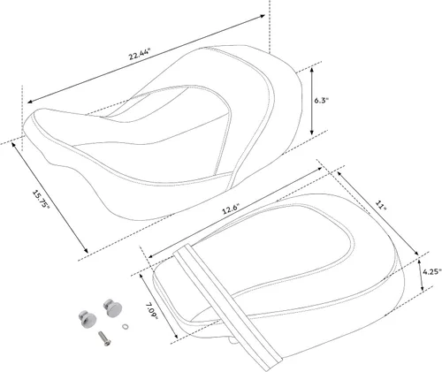 Vista 4 de XFMT Asiento de motocicleta de perfil bajo de dos piezas para 2 personas, asiento para conductor y pasajero para Harley Touring Road King Street