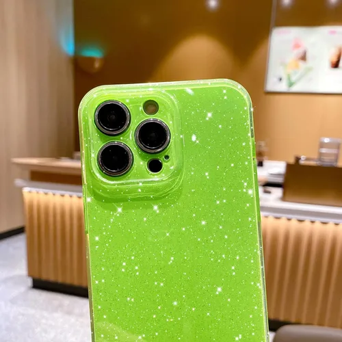 Vista 4 de OWLSTAR Bonita funda con purpurina para iPhone 12 Pro de 6.1 pulgadas, funda protectora delgada y brillante para mujeres y niñas (verde brillante)