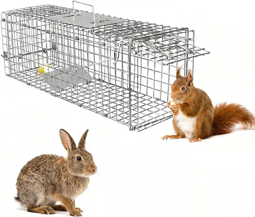 Vista 8 de Trampa para animales humanos, trampas plegables grandes de jaula viva de 37