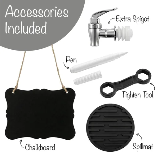 Vista 4 de Style Setter Dispensador de bebidas con soporte, dispensador grande de bebidas de vidrio para encimera de 2.5 galones con espita y tapa, dispensador