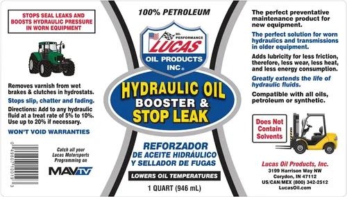 Vista 3 de Lucas. Potenciador de aceite hidráulico con aditivo anti gotera. 32 onzas
