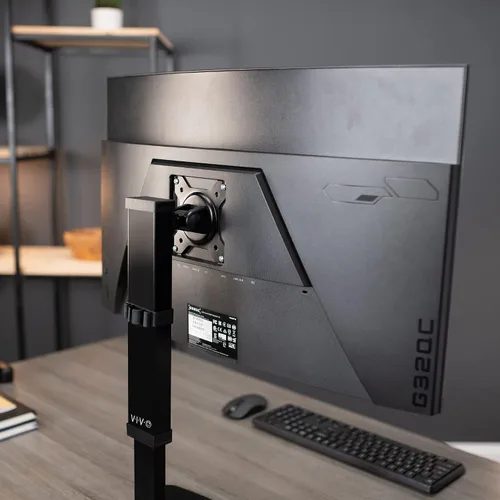 Vista 3 de VIVO Soporte de escritorio de montaje para monitor único, brazo ajustable de altura alta para pantallas de hasta 32 pulgadas, negro, STAND-V001V