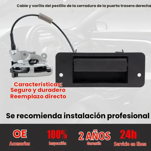 Vista 6 de Pestillo de puerta trasera con manija – Lado izquierdo del conductor – Compatible con Ford E150 E250 E350 E450 1992-2019, kit de pestillo de puerta