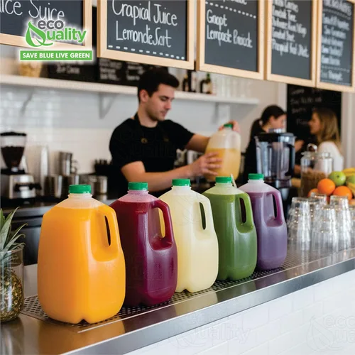 Vista 6 de EcoQuality Juice Containers - Botellas vacías de plástico con tapas a prueba de manipulaciones de 128 onzas, botellas de batidos, ideales