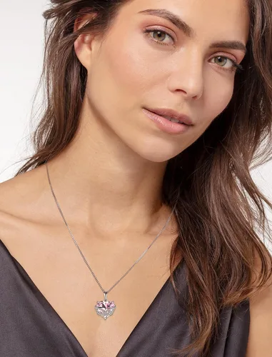 Vista 2 de Collares de alas de ángel de plata de ley 925 con piedra natal de corazón, regalos para mujer