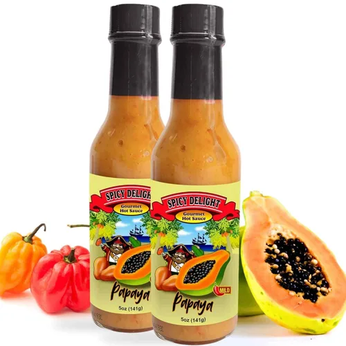 Vista 8 de Spicy Delight - Mejor salsa picante de Flavor Pirate, salsa picante de Aruba hecha con pimienta habanero, papaya y especias, salsa picante de papaya