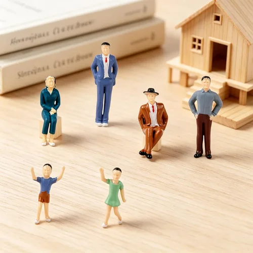 Vista 3 de Mini figuras de personas a escala 1:25, modelo pintado, paquete de 14