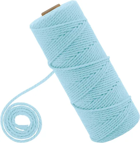Vista 12 de CAMAL Cordón de macramé de 0.079 pulgadas x 109 yardas, cuerda de color trenzado de 3 hebras de algodón natural para tejer, atrapasueños, colgar