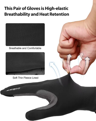 Vista 2 de INBIKE Guantes de ciclismo para hombre y mujer, forro polar fino, para pantalla táctil, guantes de bicicleta acolchados para correr, conducir