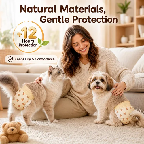 Vista 5 de Ambreview Pañales para Perras Hembras, Pañales Desechables para Perras Hembras con Cintura Elástica, Pañales Tipo Pull-Up para Cachorros