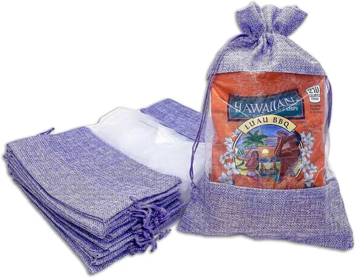 Vista 38 de TheDisplayGuys para tu vida moderna - Paquete de 12 bolsas de regalo pequeñas de arpillera de lino y organza con cordones (8.9x14 cm, gris)