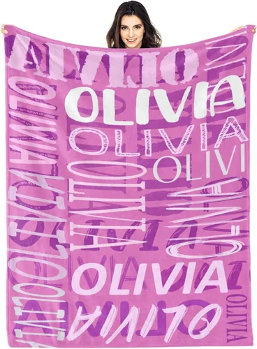 Vista 17 de Mantas personalizadas con nombre para bebé, niño, niña, mantas súper suaves con nombre para niños y adultos, manta con nombre para cumpleaños
