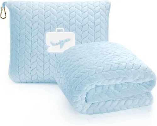 Vista 13 de EverSnug Manta y Almohada de Viaje 68x42 pulgadas - Microforro Ultra-Suave Premium 2 en 1 Compacta y Empacable Manta de Vuelo con Funda de Bolsa