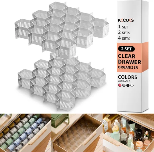 Vista 12 de Separador de panal de abejas, organizador de cajones ajustable para ropa interior, cinturón, bufanda, calcetines (negro (1 unidad)