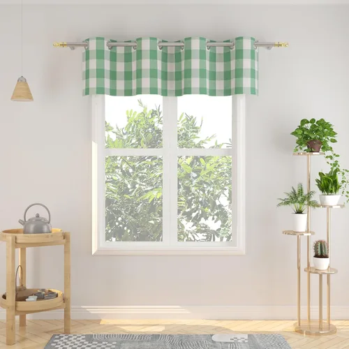 Vista 20 de Cortinas de 24 pulgadas de largo con diseño Buffalo Check Gingham Plaid para ventanas de cocina y baño, tratamiento para ventanas con 2 paneles