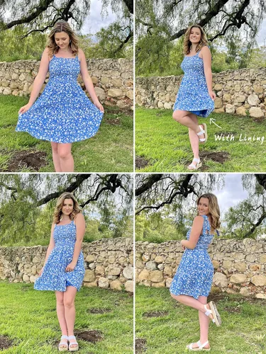 Vista 6 de ZESICA Vestido corto de playa con estampado floral bohemio de verano 2023 para mujer con tirantes delgados, cuello cuadrado, volantes, acampanado