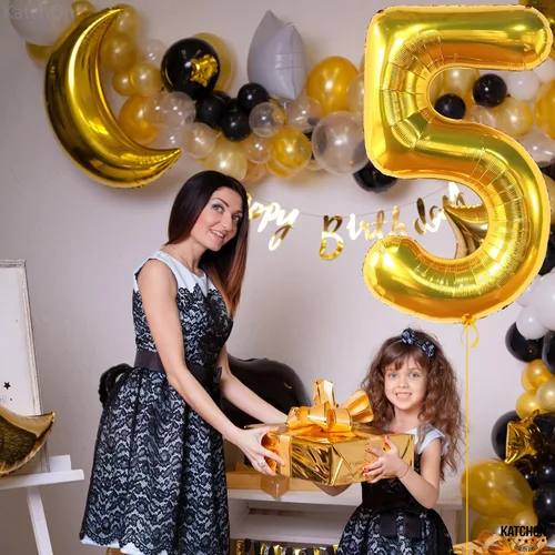 Vista 1100 de KatchOn Globo negro del número 1 de 40 pulgadas, globo de feliz cumpleaños Large Mylar Number One Balloon for 1st Birthday Decorations, Foil