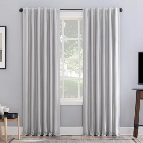 Vista 20 de Sun Zero Greyson - Valance de cortina con pestaña trasera de seda de dupioni de imitación con borlas de cuentas y aislamiento térmico total opaco