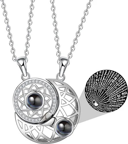 Vista 3 de MJartoria Collar de pentagrama de luna, collar de chakra de cristal, colgante, con dije, cadena de aleación multicapa, conjunto de gargantilla