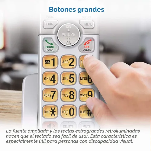 Vista 4 de AT&T EL51303 3 teléfonos inalámbricos DECT 6.0 para el hogar con altavoz en el auricular bidireccional, pantalla retroiluminada, teclado iluminado