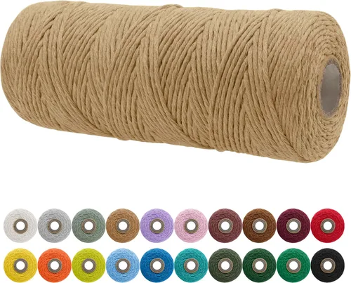 Vista 141 de JeogYong Cordón de macramé de un solo hilo 3 mm x 109 yardas (328 pies) Cuerda de algodón suave Hilo de macramé de 3 mm, suministros de macramé