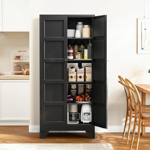 Vista 19 de Yizosh Small Metal Garage Storage Cabinet,Kitchen Pantry Storage Cabinet Negro