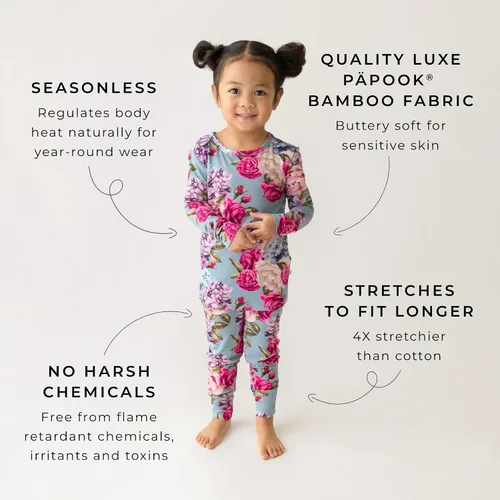 Vista 3 de Posh Peanut Girls Pajamas Set - Soft Viscose from Bamboo Kids Two Piece PJ - Easy Care Toddler Sleepers Little Girl Clothes