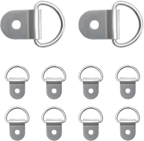 Vista 7 de KVAEY 10 piezas de anillos en D pequeños de acero para amarre, anillo de amarre de acero resistente para carga, punto de anclaje de anillo en D
