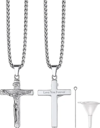 Vista 27 de Richsteel Collares de urna para cenizas para mujeres y hombres, collar con colgante de cremación para cenizas, joyería conmemorativa de acero