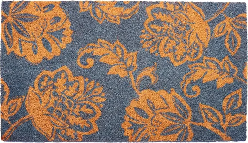 Vista 9 de Tapete para puerta de fibra de coco con estampado floral con respaldo de PVC antideslizante, tapete para interiores y exteriores para decoración